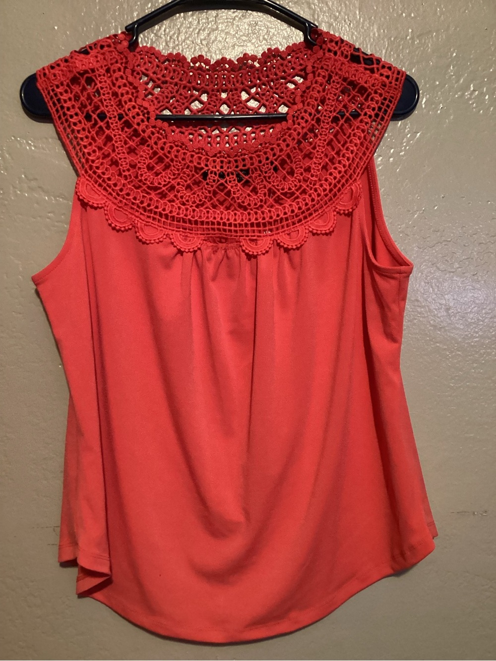 New York & Company Coral Crochet Yoke Camisole